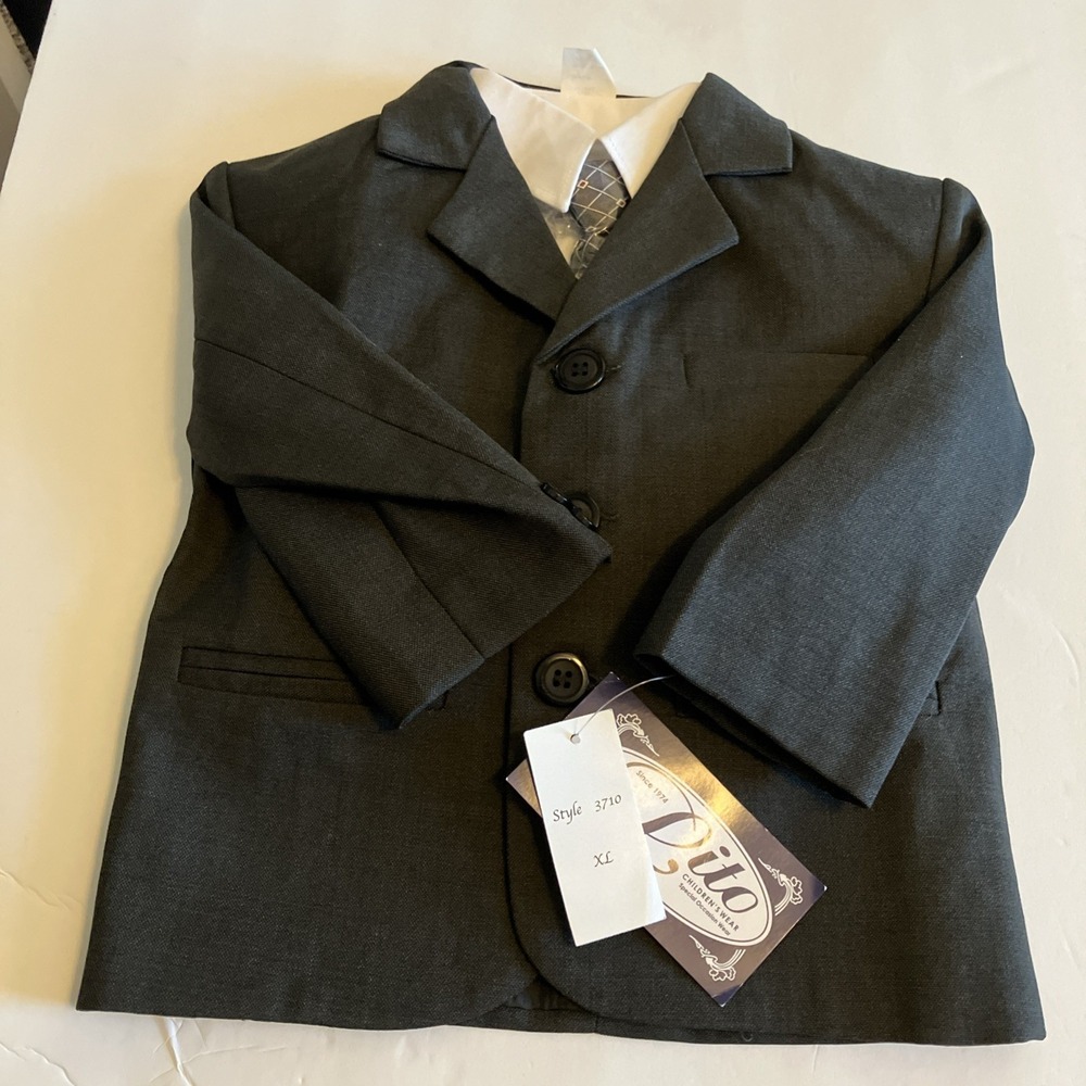 Lito 5 Piece Suit Boys XL Dark Gray New Formal Wedding Ring Bearer 3710